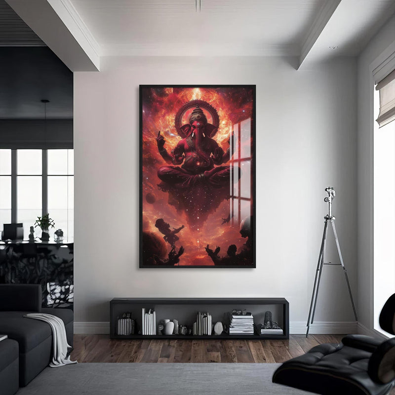 Artronauts Glass Print S | 72x46 cm | 28.3"x18.1" / Black Lotus Blessing- Hinduism Tempered Glass Wall Art