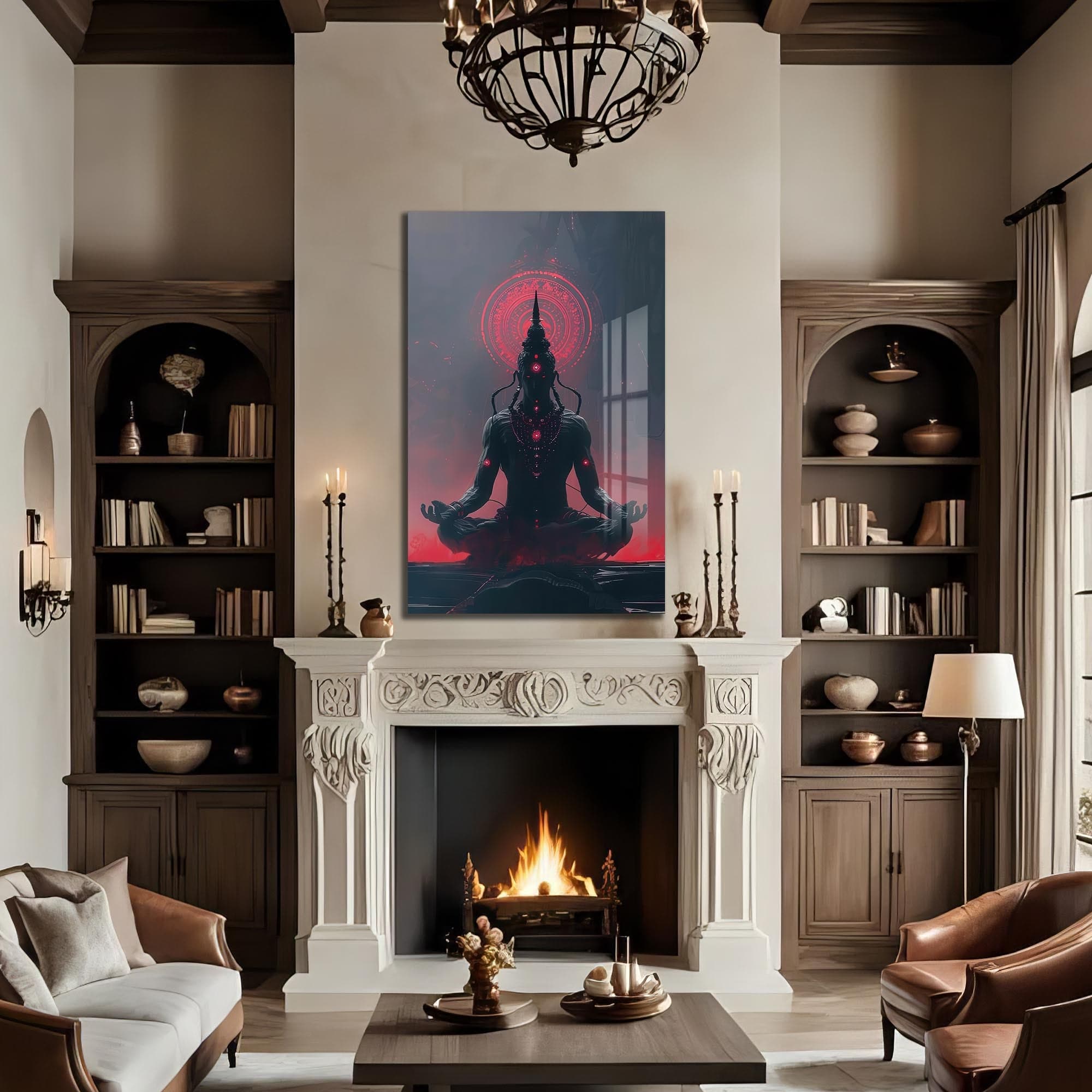 Artronauts Glass Print Neon Ganesha- Hinduism Tempered Glass Wall Art