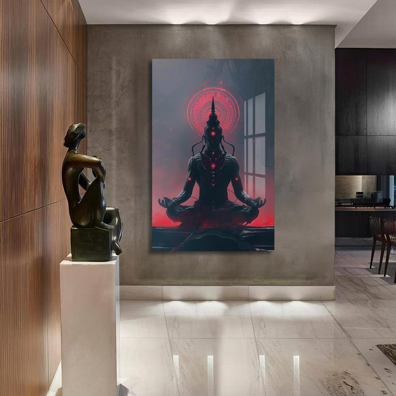 Artronauts Glass Print Neon Ganesha- Hinduism Tempered Glass Wall Art