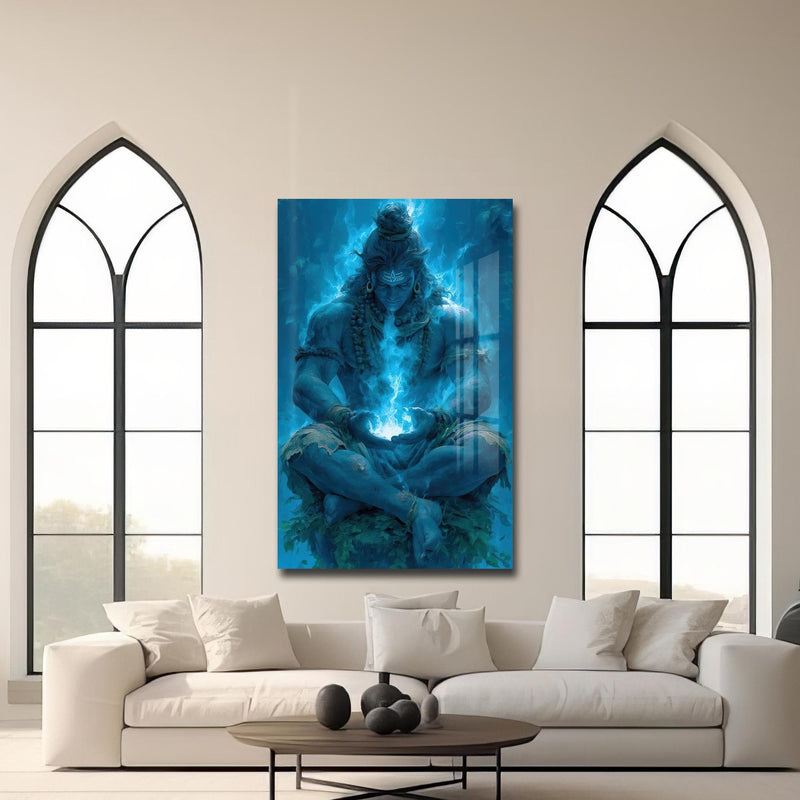 Artronauts Glass Print Blue Serenity- Hinduism Tempered Glass Wall Art
