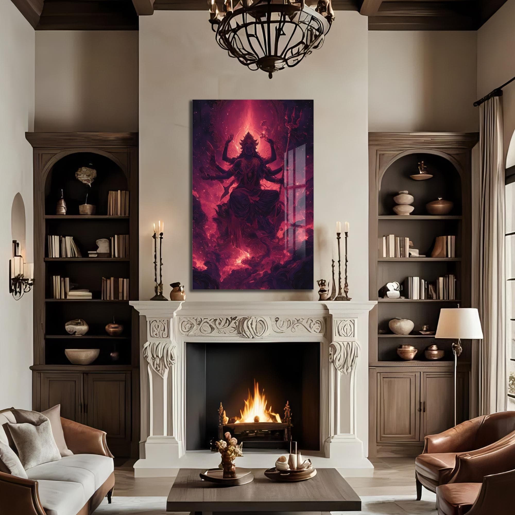 Artronauts Glass Print Crimson Shakti- Hinduism Tempered Glass Wall Art