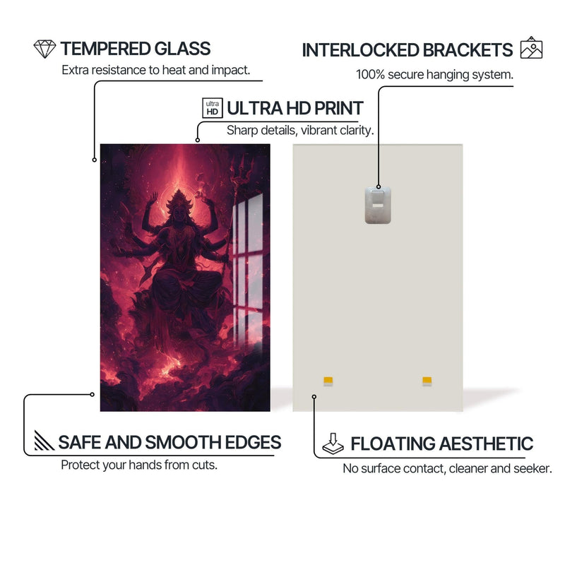 Artronauts Glass Print Crimson Shakti- Hinduism Tempered Glass Wall Art