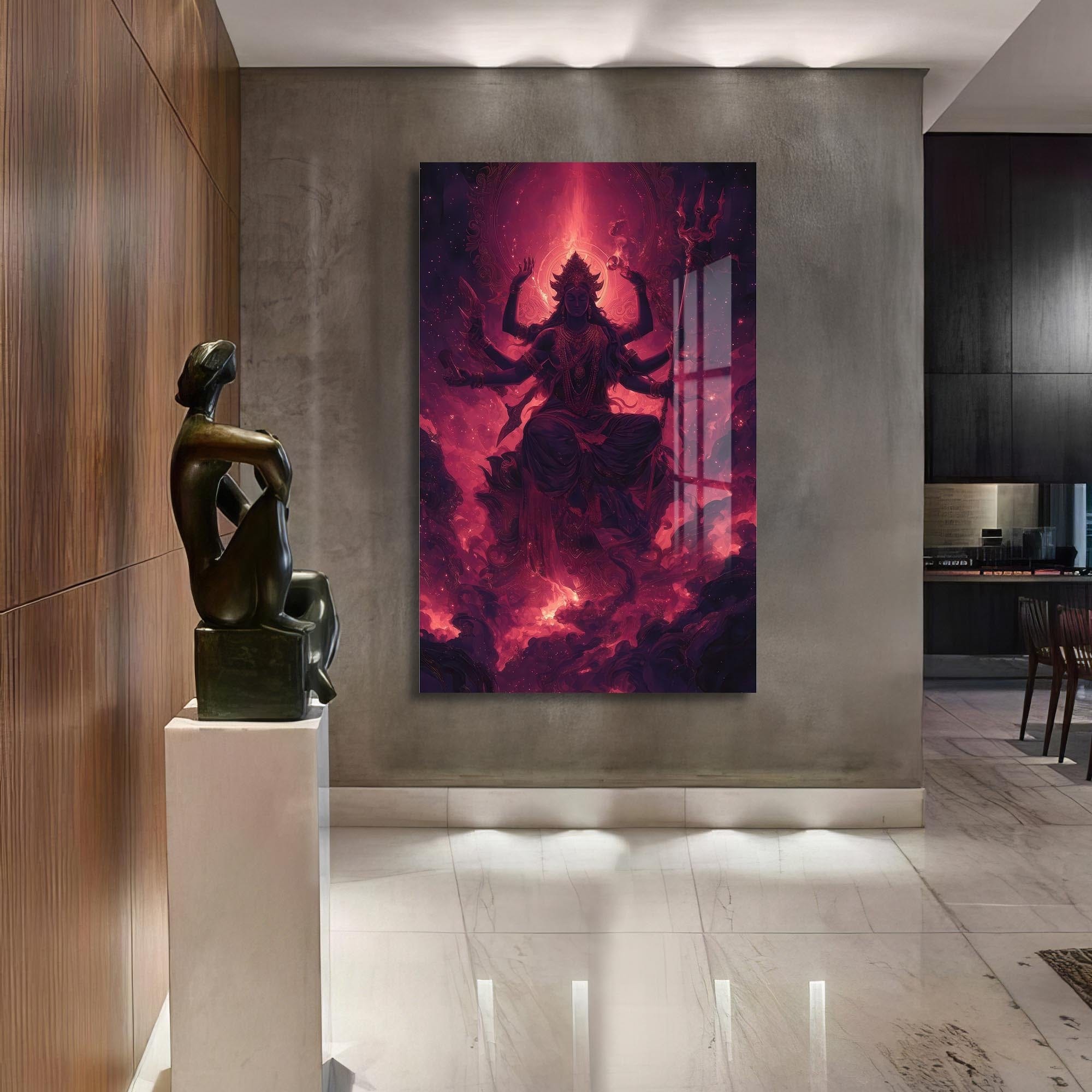 Artronauts Glass Print Crimson Shakti- Hinduism Tempered Glass Wall Art