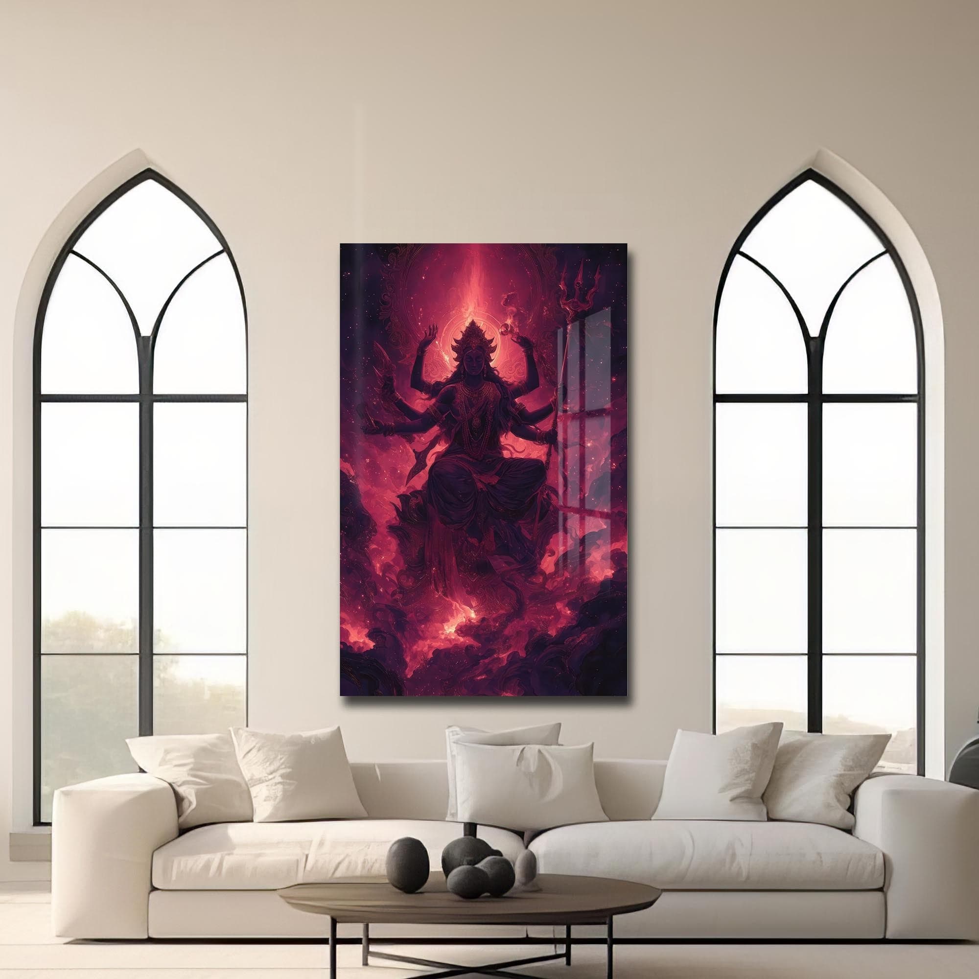 Artronauts Glass Print Crimson Shakti- Hinduism Tempered Glass Wall Art