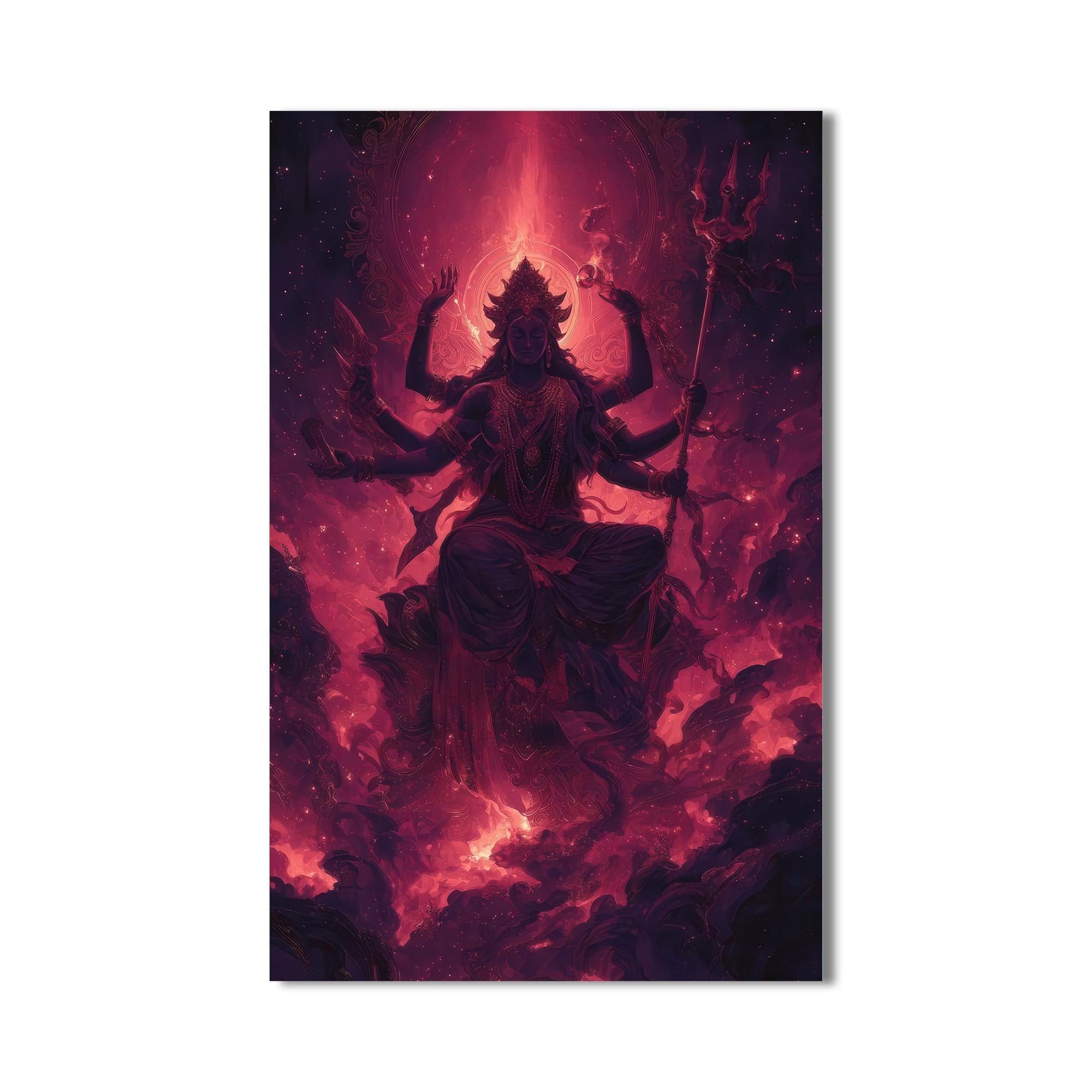 Artronauts Glass Print Crimson Shakti- Hinduism Tempered Glass Wall Art