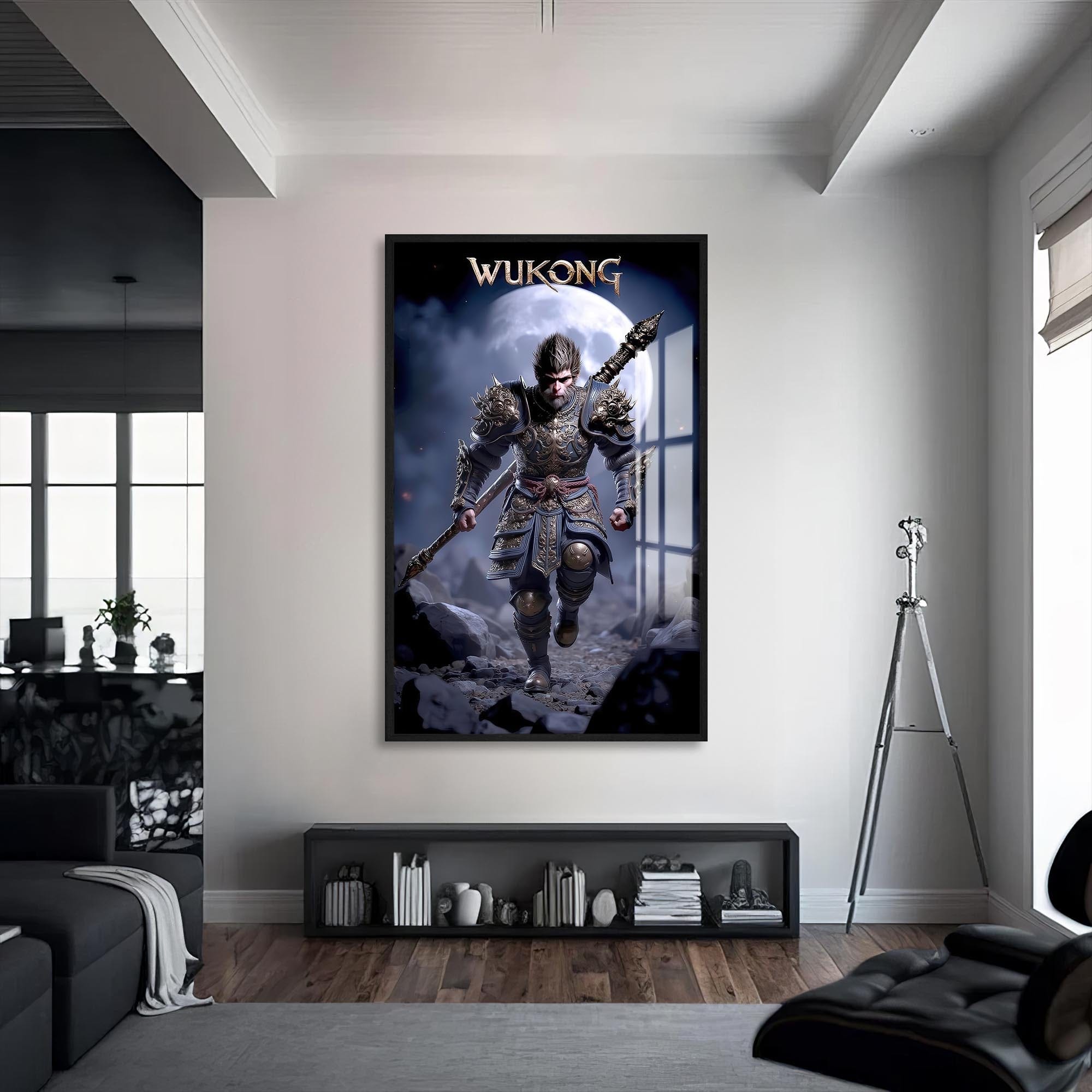 Artronauts Glass Print S | 72x46 cm | 28.3"x18.1" / Black Wukong Ascendant-Tempered Glass Wall Art