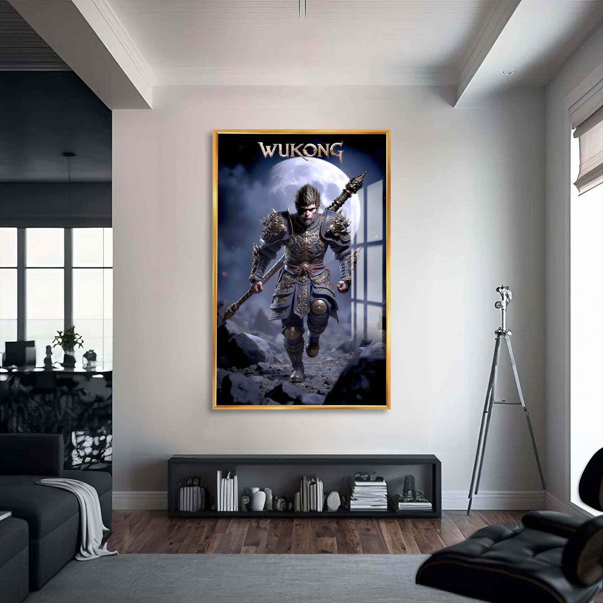 Artronauts Glass Print S | 72x46 cm | 28.3"x18.1" / Gold Wukong Ascendant-Tempered Glass Wall Art