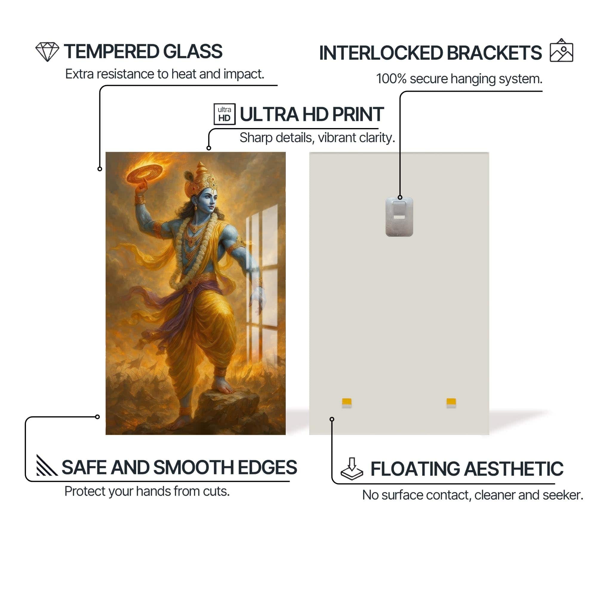 Artronauts Glass Print Cosmic Vishnu- Hinduism Tempered Glass Wall Art