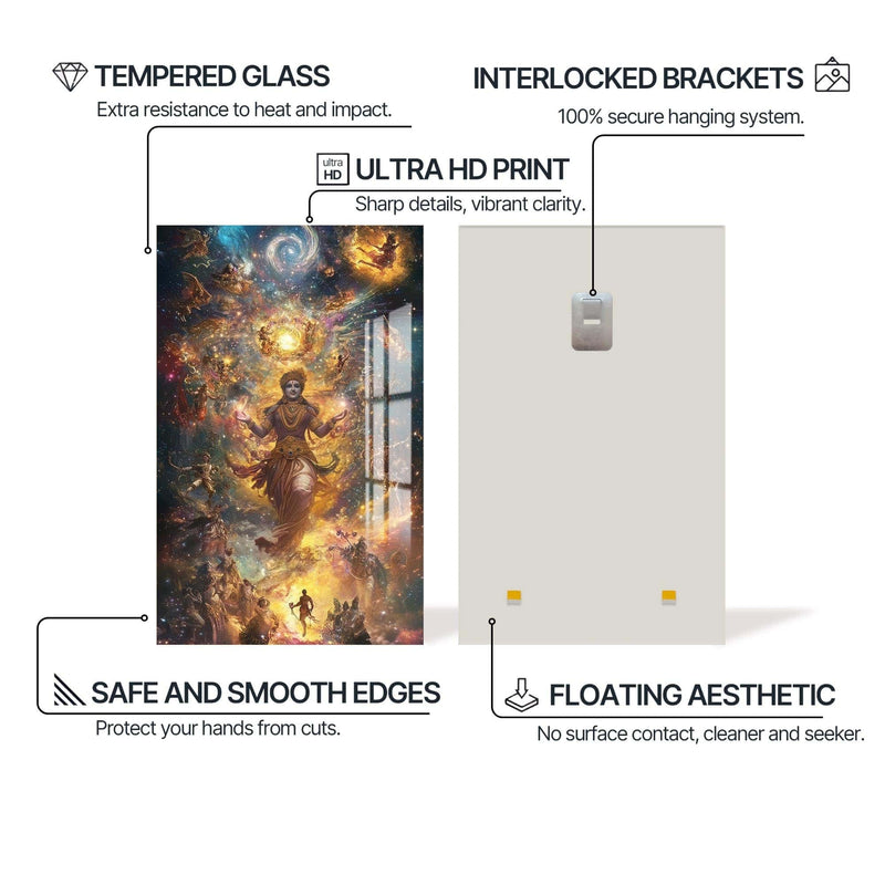 Artronauts Glass Print Divine Lotus- Hinduism Tempered Glass Wall Art