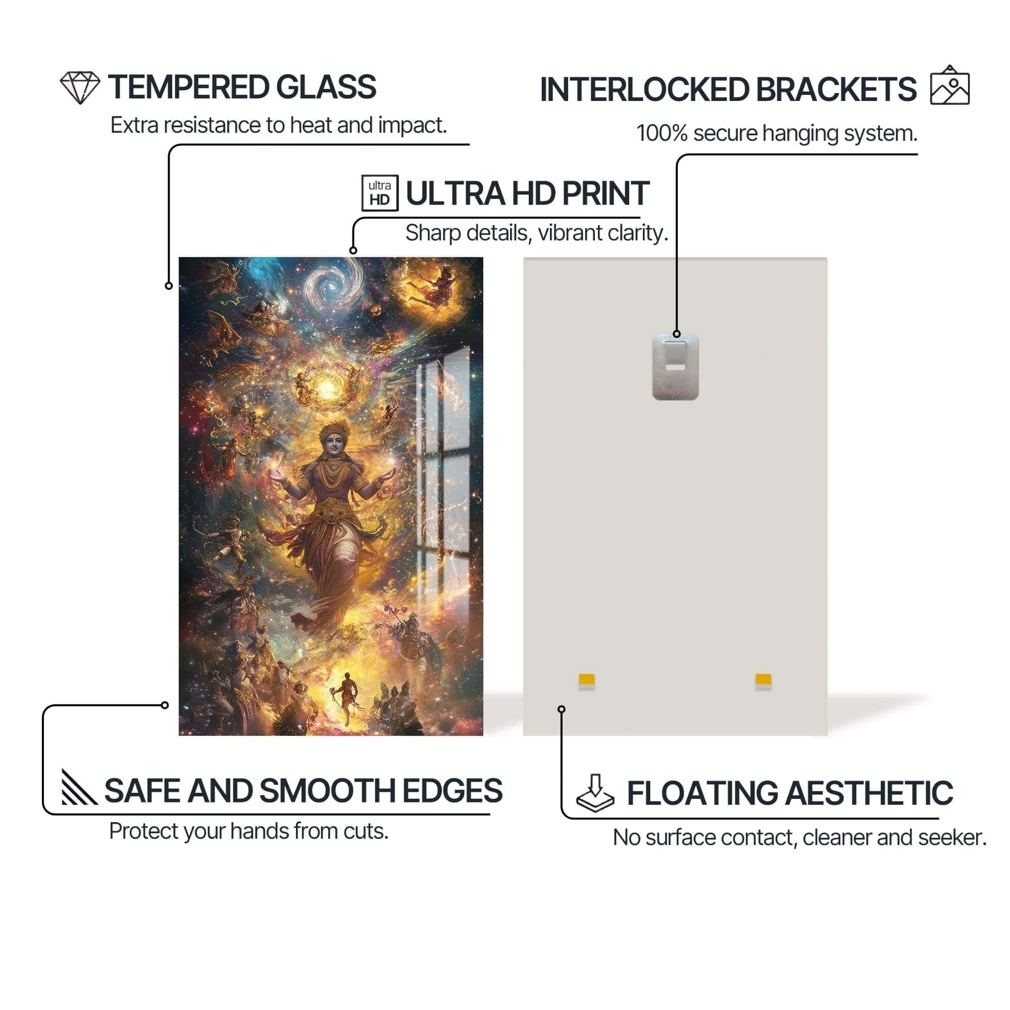 Artronauts Glass Print Divine Lotus- Hinduism Tempered Glass Wall Art