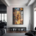Artronauts Glass Print S | 72x46 cm | 28.3"x18.1" / Black Divine Lotus- Hinduism Tempered Glass Wall Art