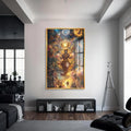 Artronauts Glass Print S | 72x46 cm | 28.3"x18.1" / Gold Divine Lotus- Hinduism Tempered Glass Wall Art
