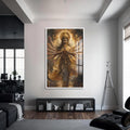Artronauts Glass Print S | 72x46 cm | 28.3"x18.1" / White Krishna Melody- Hinduism Tempered Glass Wall Art
