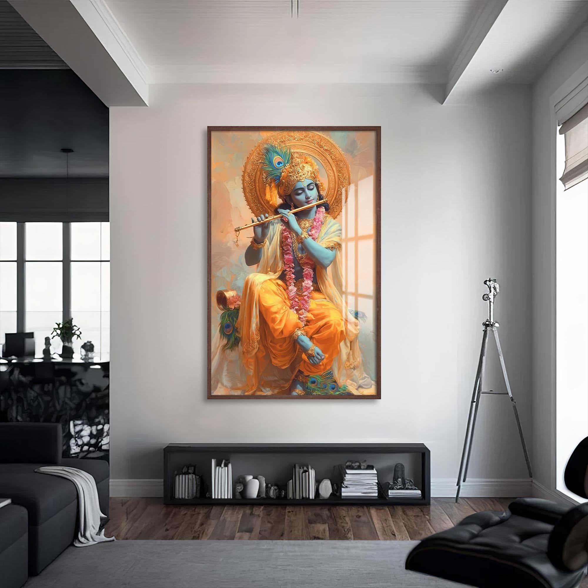 Artronauts Glass Print S | 72x46 cm | 28.3"x18.1" / Walnut Eternal Tandava- Hinduism Tempered Glass Wall Art