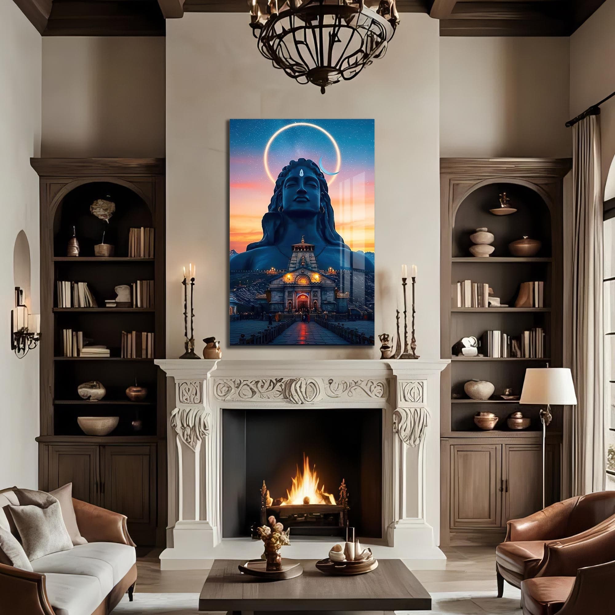 Artronauts Glass Print Celestial Shiva- Hinduism Tempered Glass Wall Art