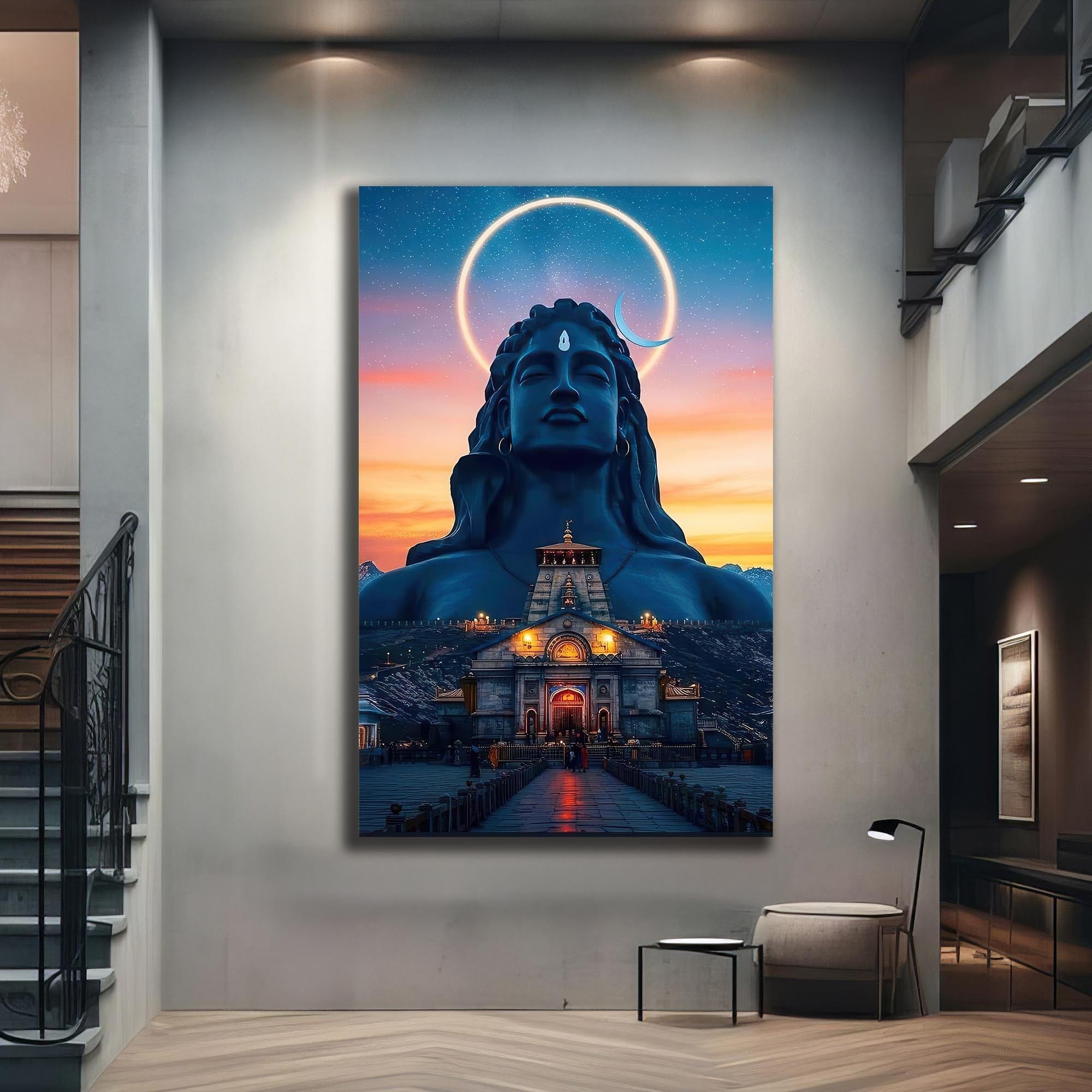 Artronauts Glass Print Celestial Shiva- Hinduism Tempered Glass Wall Art