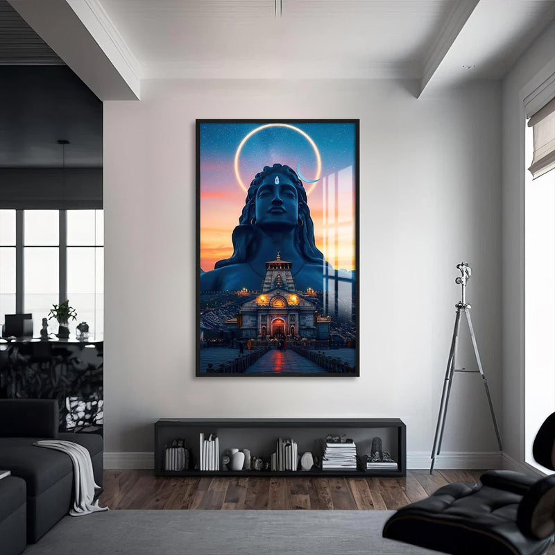 Artronauts Glass Print S | 72x46 cm | 28.3"x18.1" / Black Celestial Shiva- Hinduism Tempered Glass Wall Art