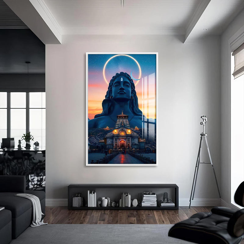 Artronauts Glass Print S | 72x46 cm | 28.3"x18.1" / White Celestial Shiva- Hinduism Tempered Glass Wall Art