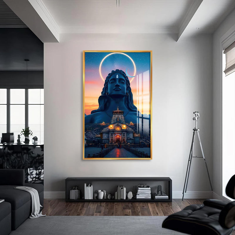 Artronauts Glass Print S | 72x46 cm | 28.3"x18.1" / Gold Celestial Shiva- Hinduism Tempered Glass Wall Art