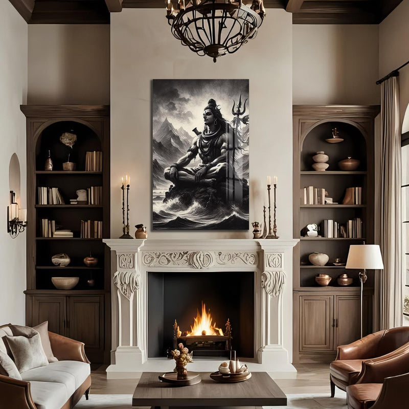 Artronauts Glass Print Silent Mahadev- Hinduism Tempered Glass Wall Art