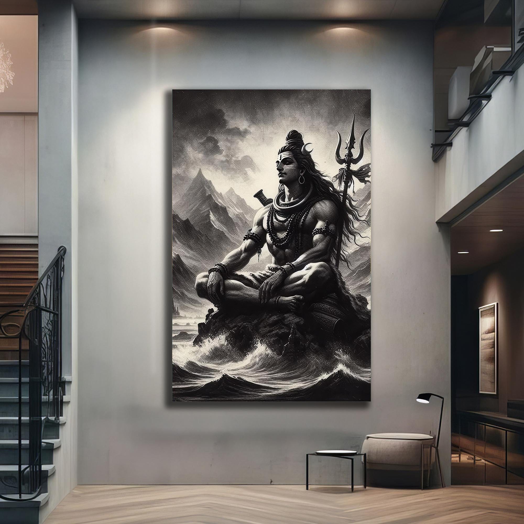 Artronauts Glass Print Silent Mahadev- Hinduism Tempered Glass Wall Art