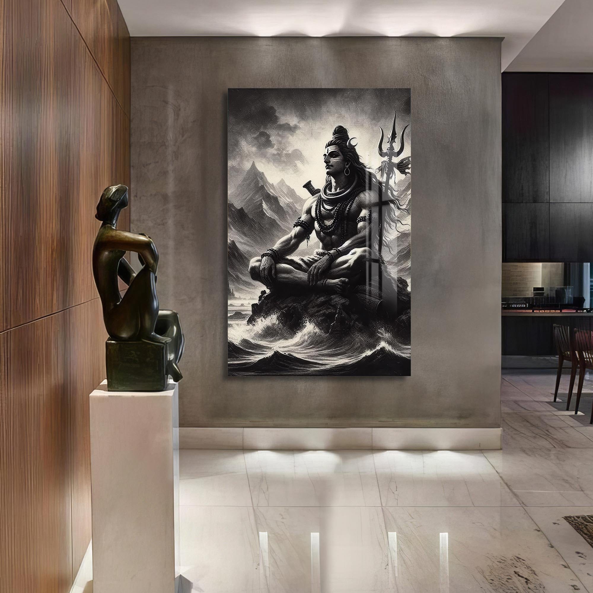 Artronauts Glass Print Silent Mahadev- Hinduism Tempered Glass Wall Art