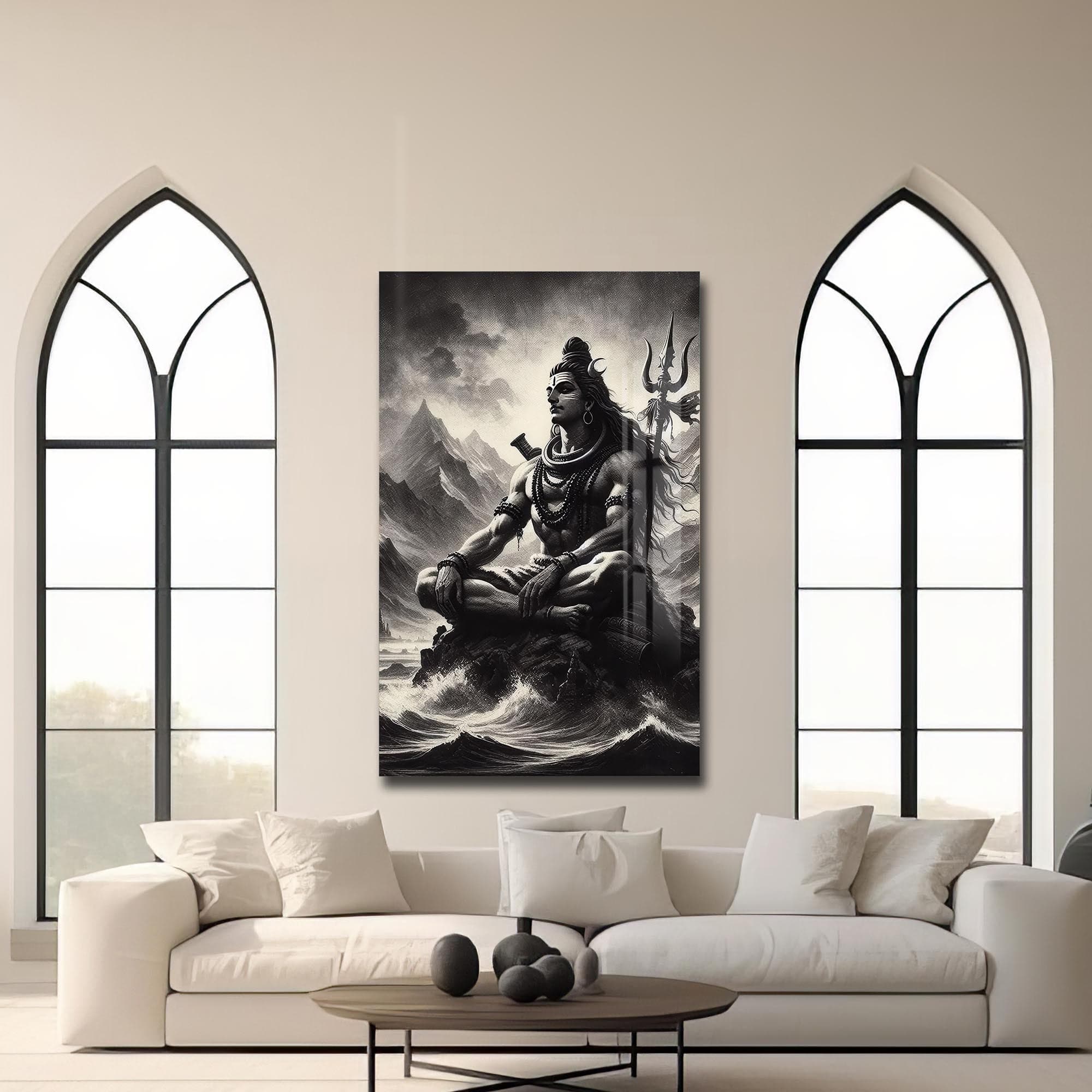 Artronauts Glass Print Silent Mahadev- Hinduism Tempered Glass Wall Art