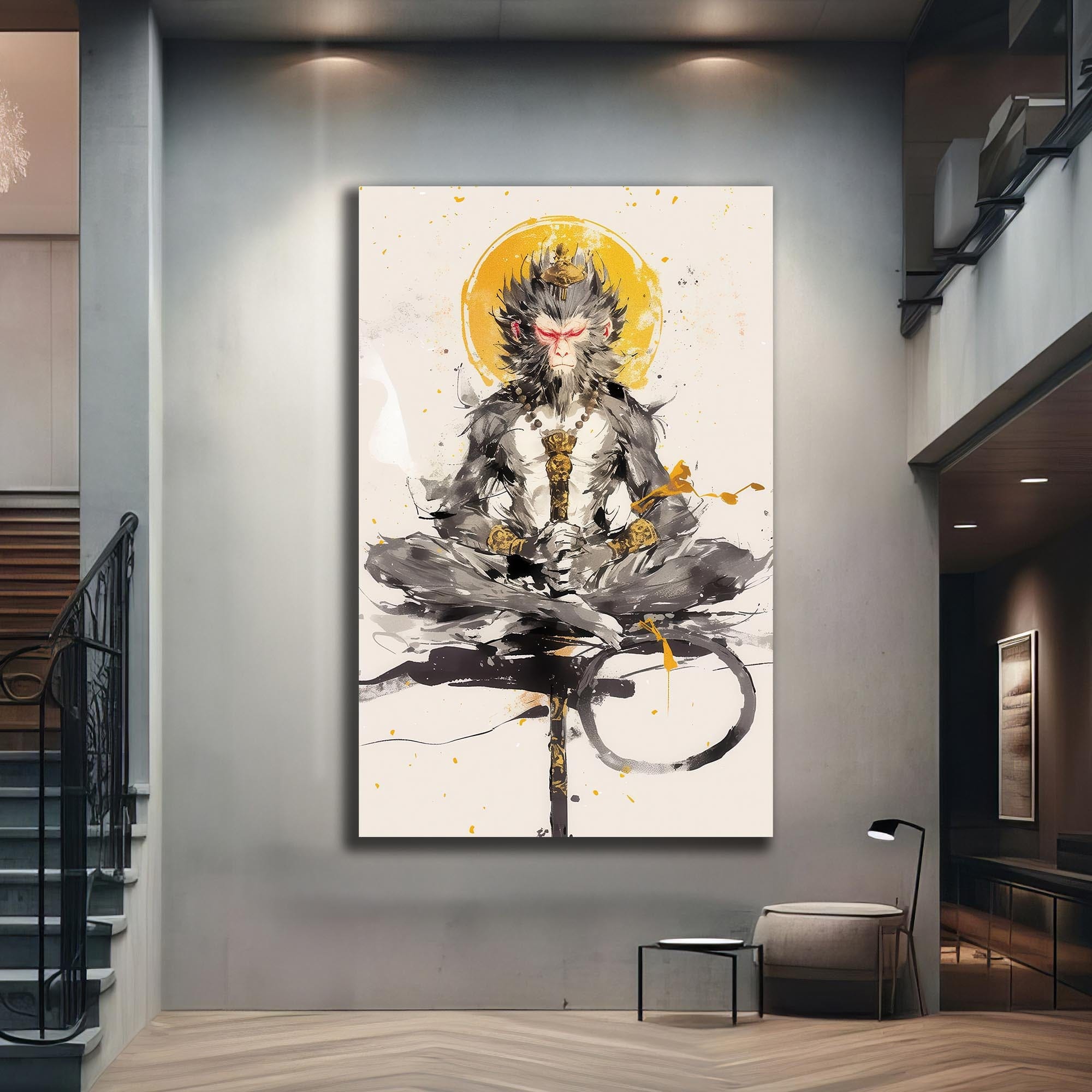 Artronauts Glass Print Meditation Hanuman- Hinduism Tempered Glass Wall Art