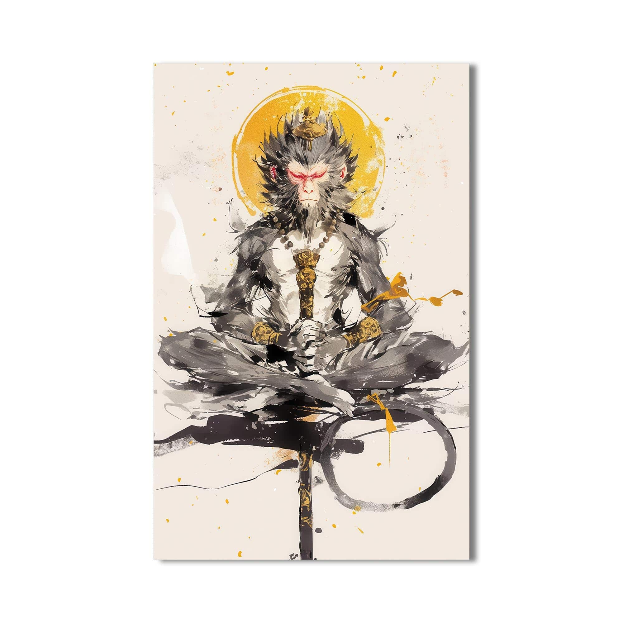 Artronauts Glass Print Meditation Hanuman- Hinduism Tempered Glass Wall Art
