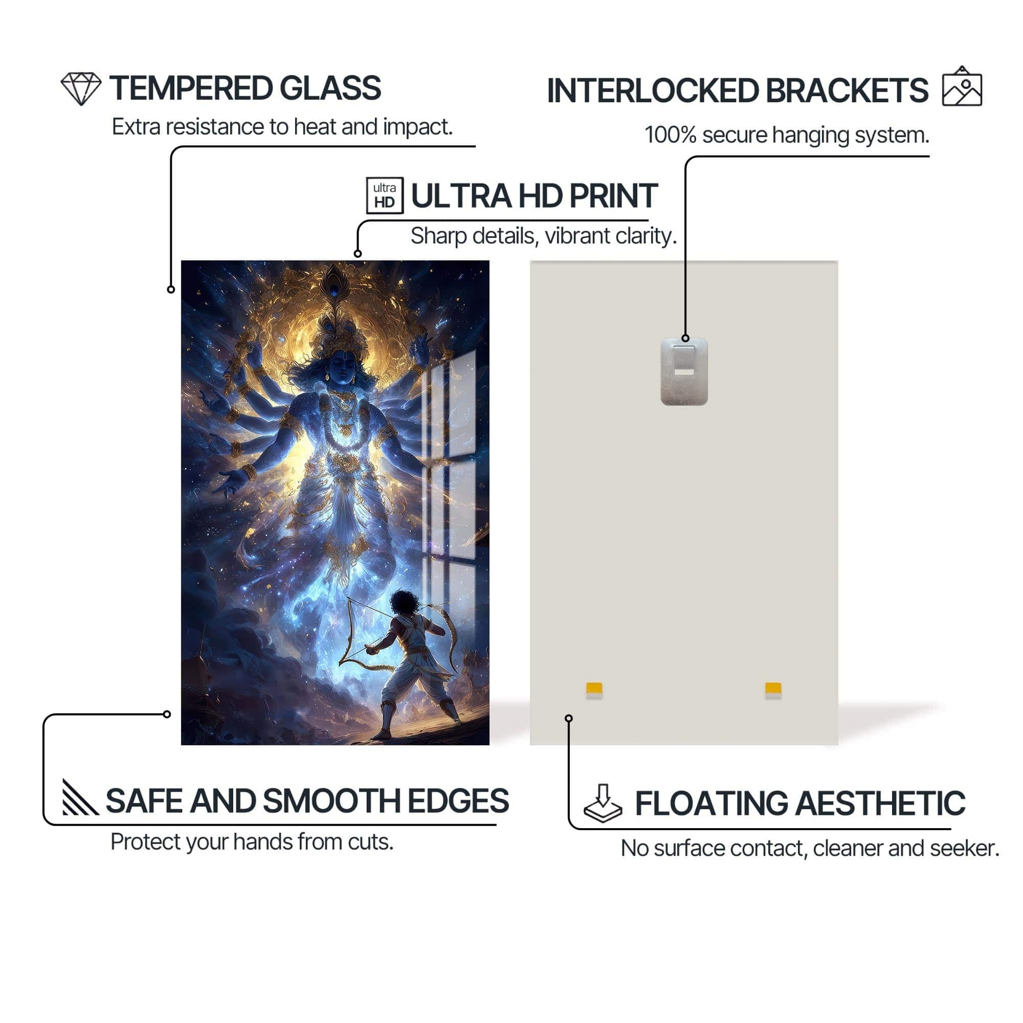 Artronauts Glass Print Cosmic Vishnu- Hinduism Tempered Glass Wall Art