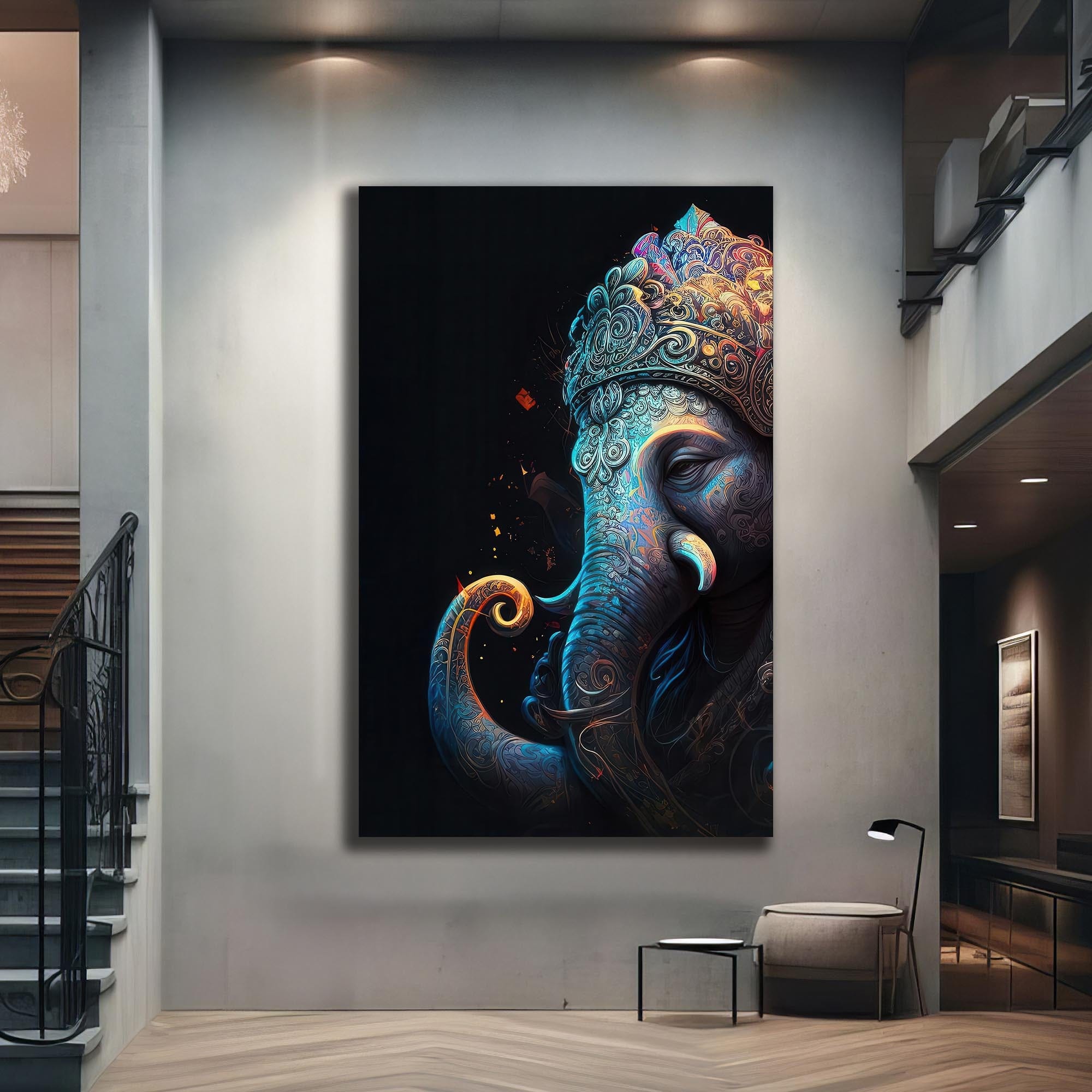 Artronauts Glass Print Celestial Ganesha- Hinduism Tempered Glass Wall Art