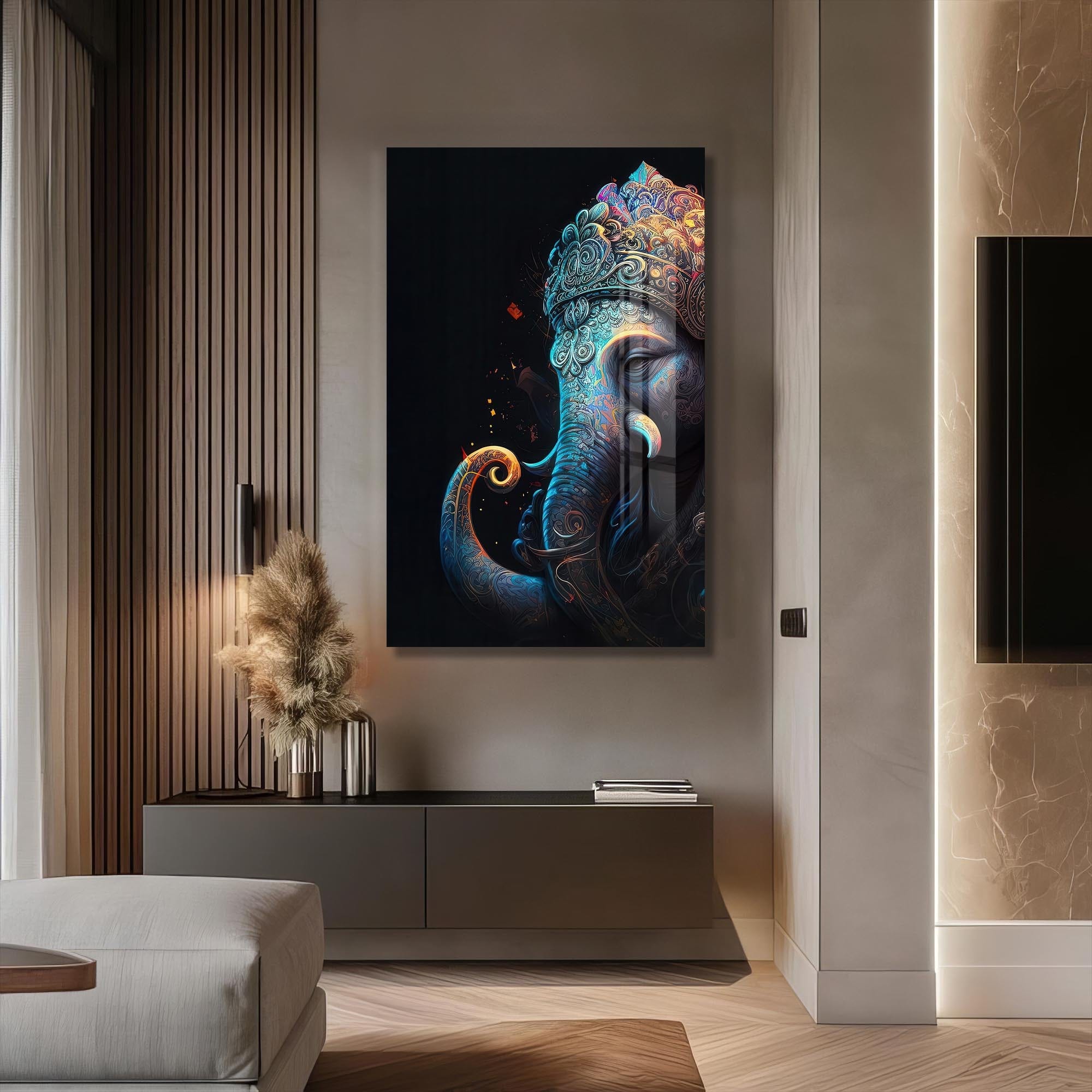 Artronauts Glass Print Celestial Ganesha- Hinduism Tempered Glass Wall Art