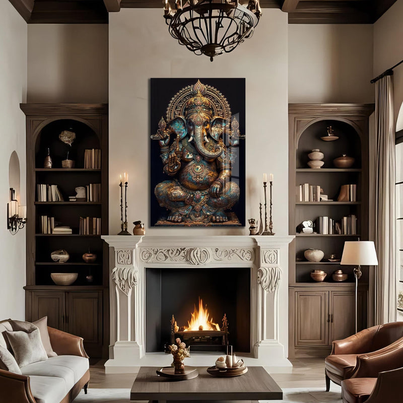 Artronauts Glass Print Ganesha Royal- Hinduism Tempered Glass Wall Art
