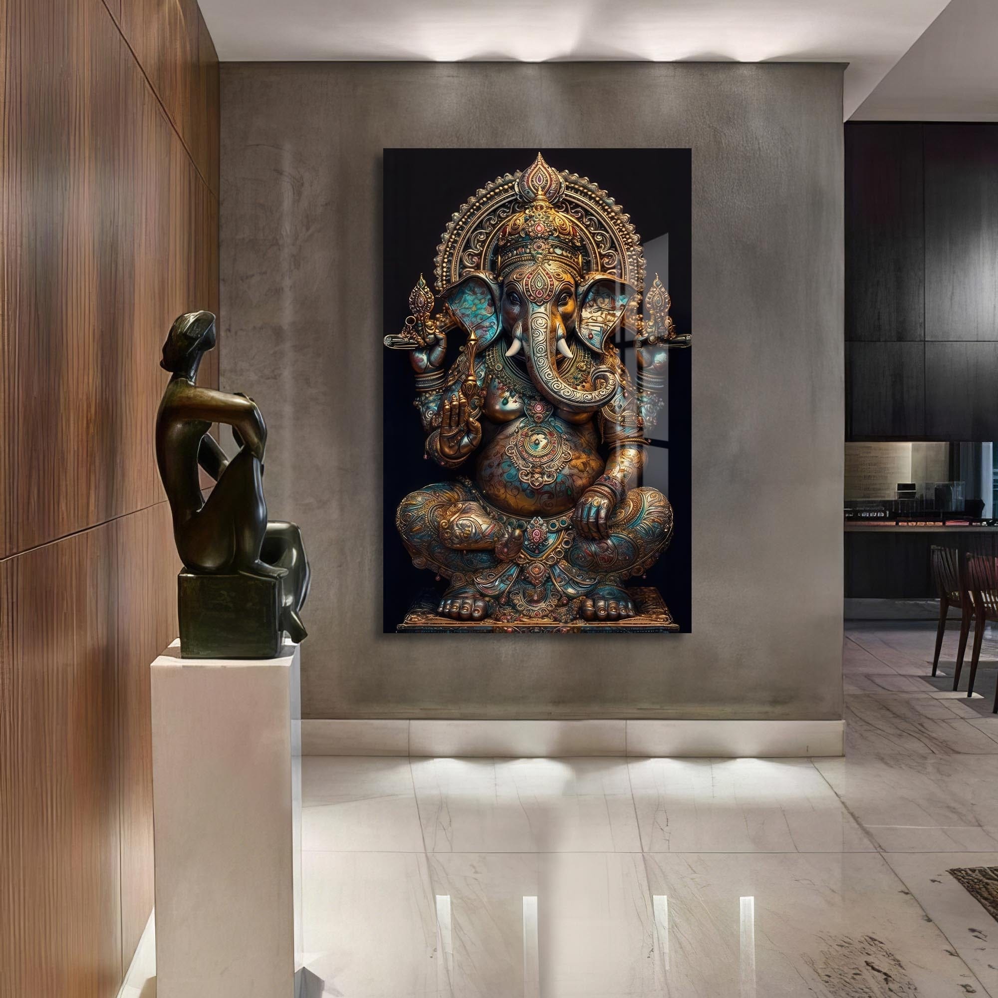 Artronauts Glass Print Ganesha Royal- Hinduism Tempered Glass Wall Art
