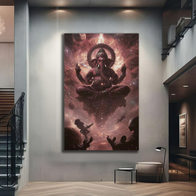 Artronauts Glass Print Cosmic Ganesha- Hinduism Tempered Glass Wall Art