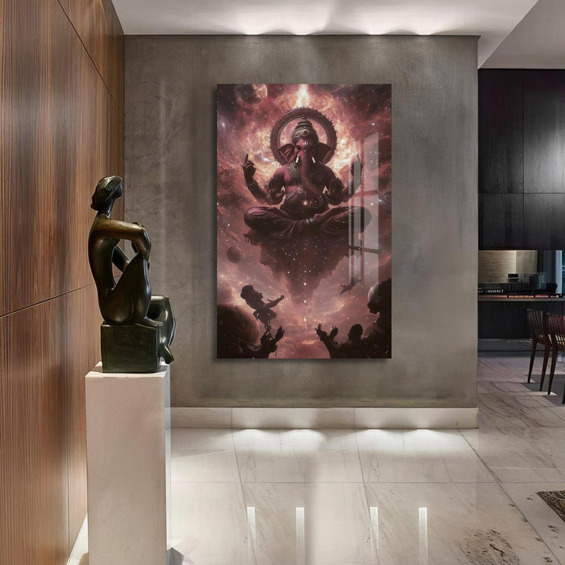 Artronauts Glass Print Cosmic Ganesha- Hinduism Tempered Glass Wall Art