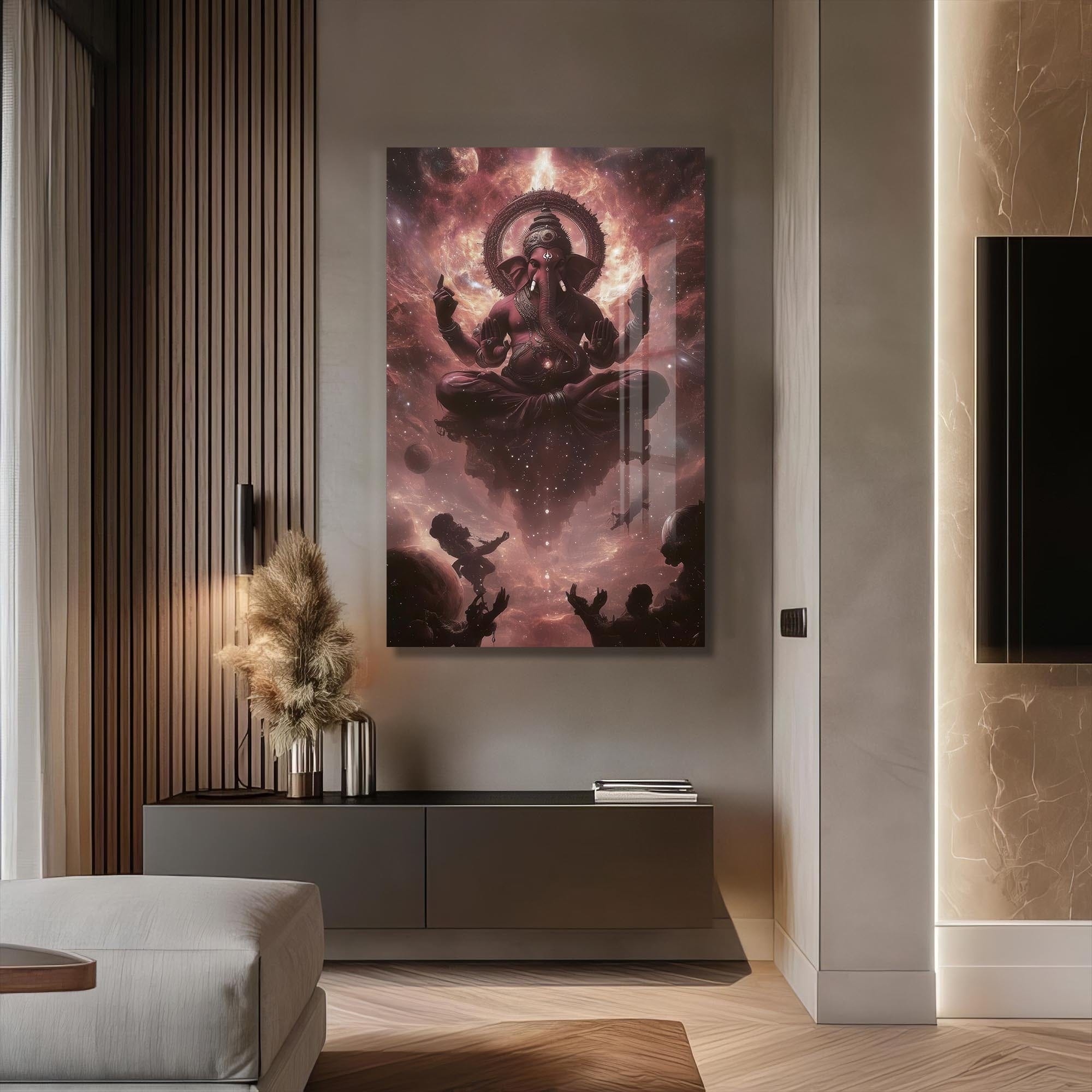 Artronauts Glass Print Cosmic Ganesha- Hinduism Tempered Glass Wall Art
