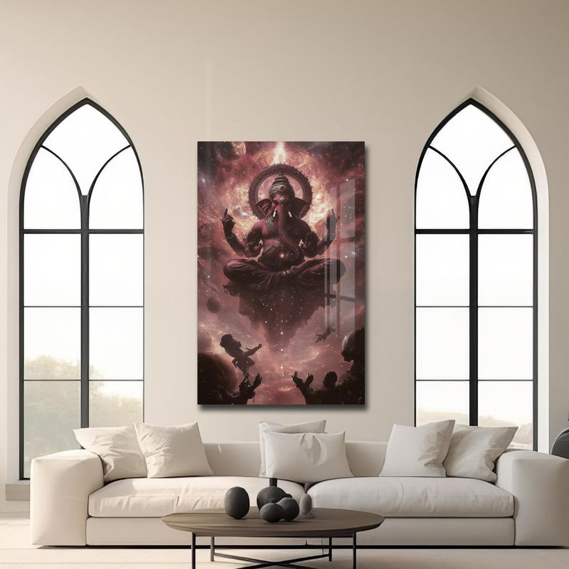 Artronauts Glass Print Cosmic Ganesha- Hinduism Tempered Glass Wall Art