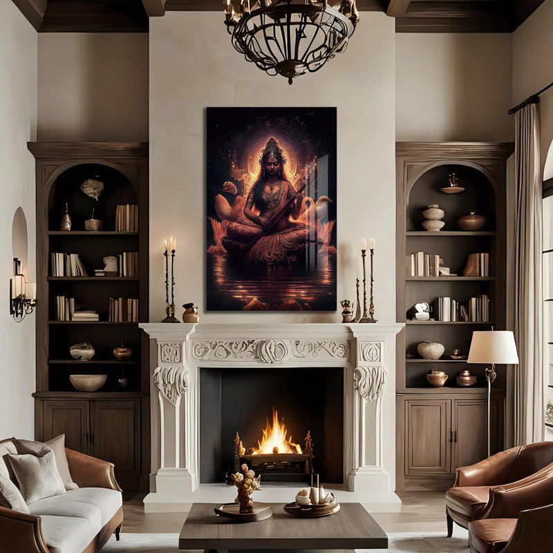 Artronauts Glass Print Veena Grace- Hinduism Tempered Glass Wall Art