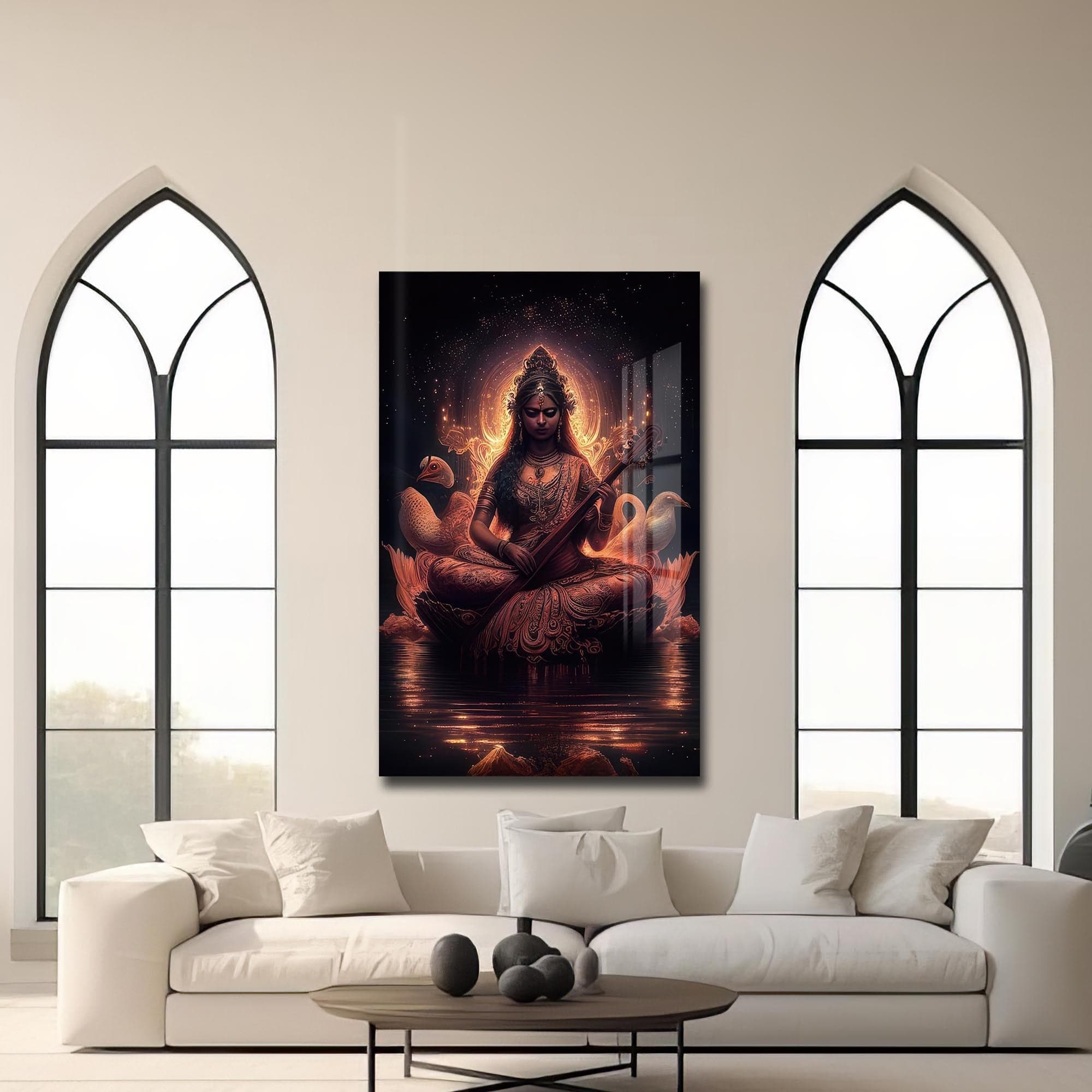 Artronauts Glass Print Veena Grace- Hinduism Tempered Glass Wall Art