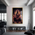 Artronauts Glass Print S | 72x46 cm | 28.3"x18.1" / Gold Veena Grace- Hinduism Tempered Glass Wall Art