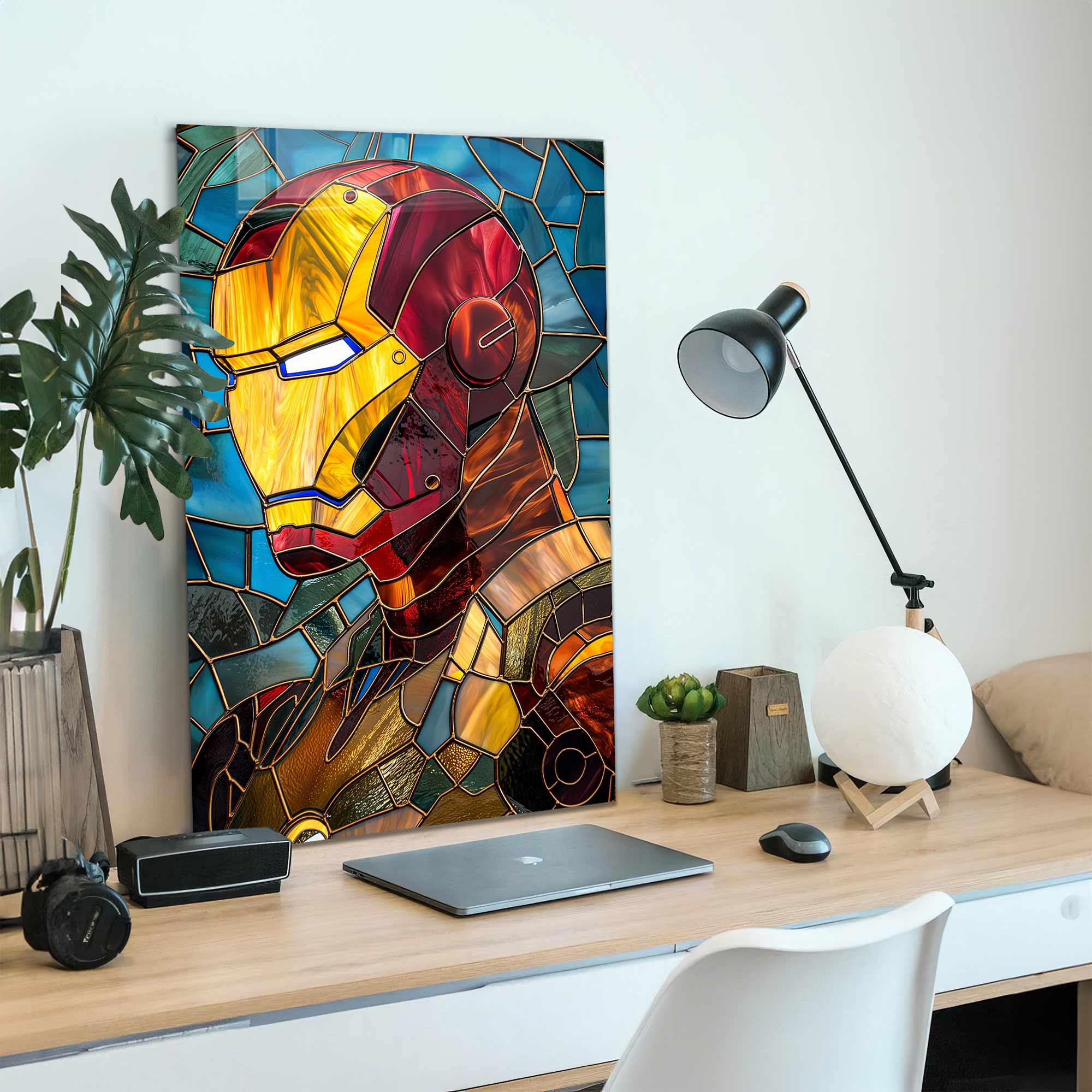 Stained Iron Man - Tempered Glass Wall Art