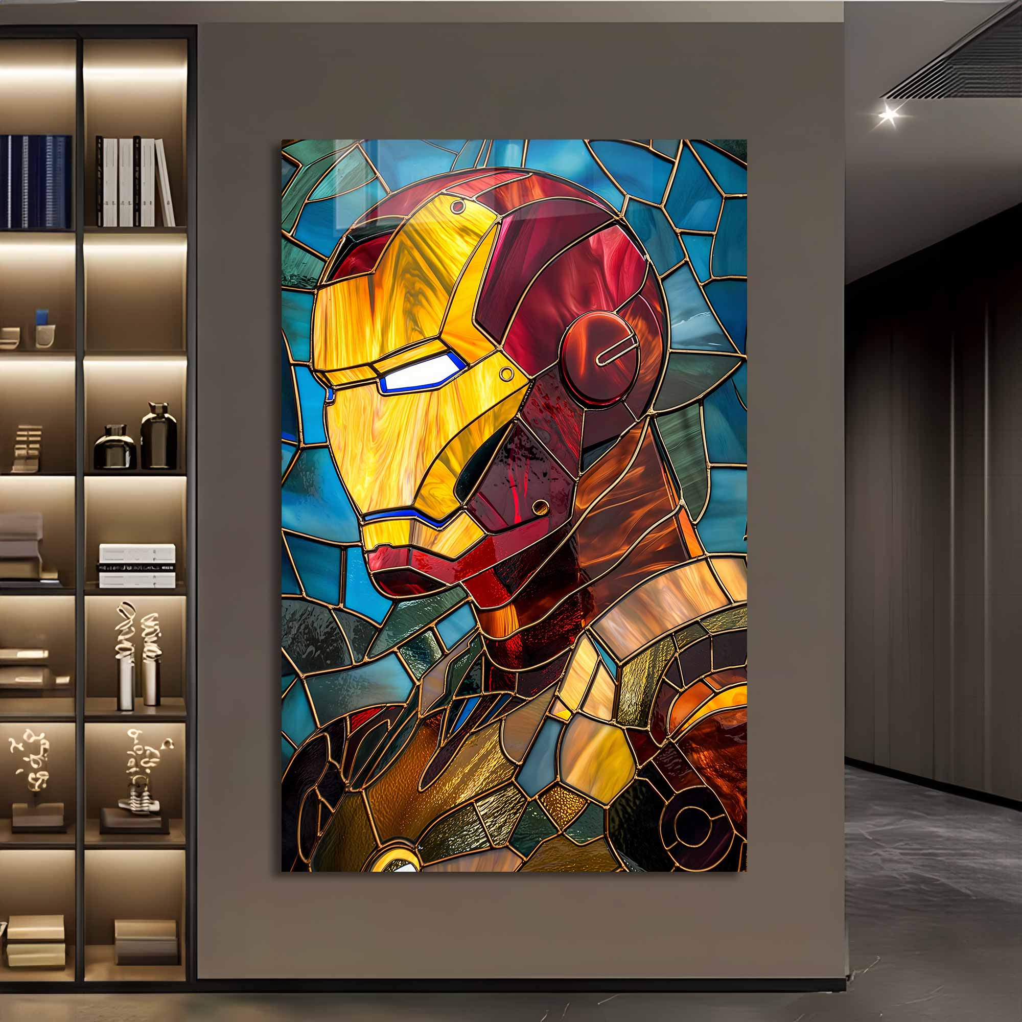 Stained Iron Man - Tempered Glass Wall Art