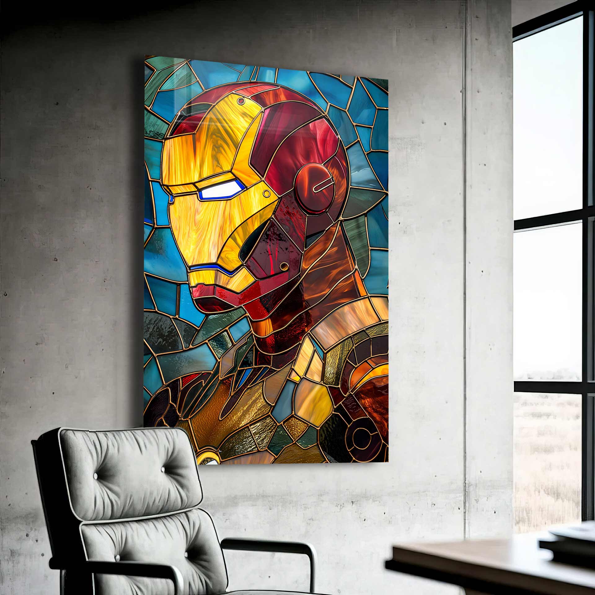 Stained Iron Man - Tempered Glass Wall Art