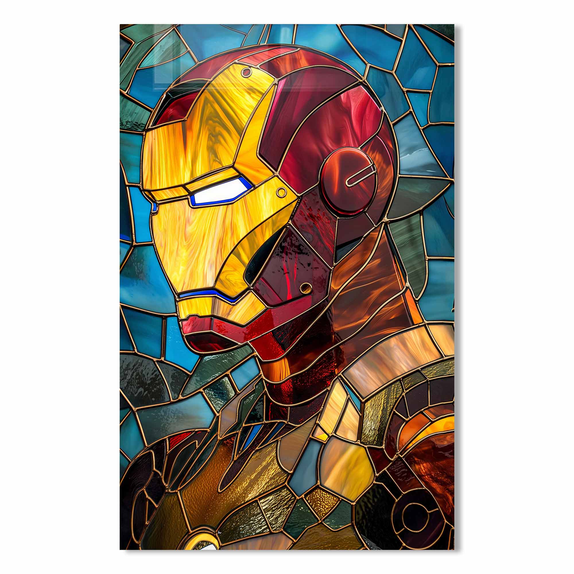 Stained Iron Man - Tempered Glass Wall Art