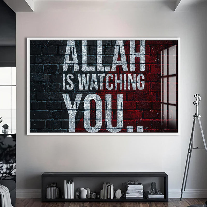Artronauts Glass Print S | 72x46 cm | 28.3"x18.1" / White Under His Sight- Islamic Tempered Glass Wall Art