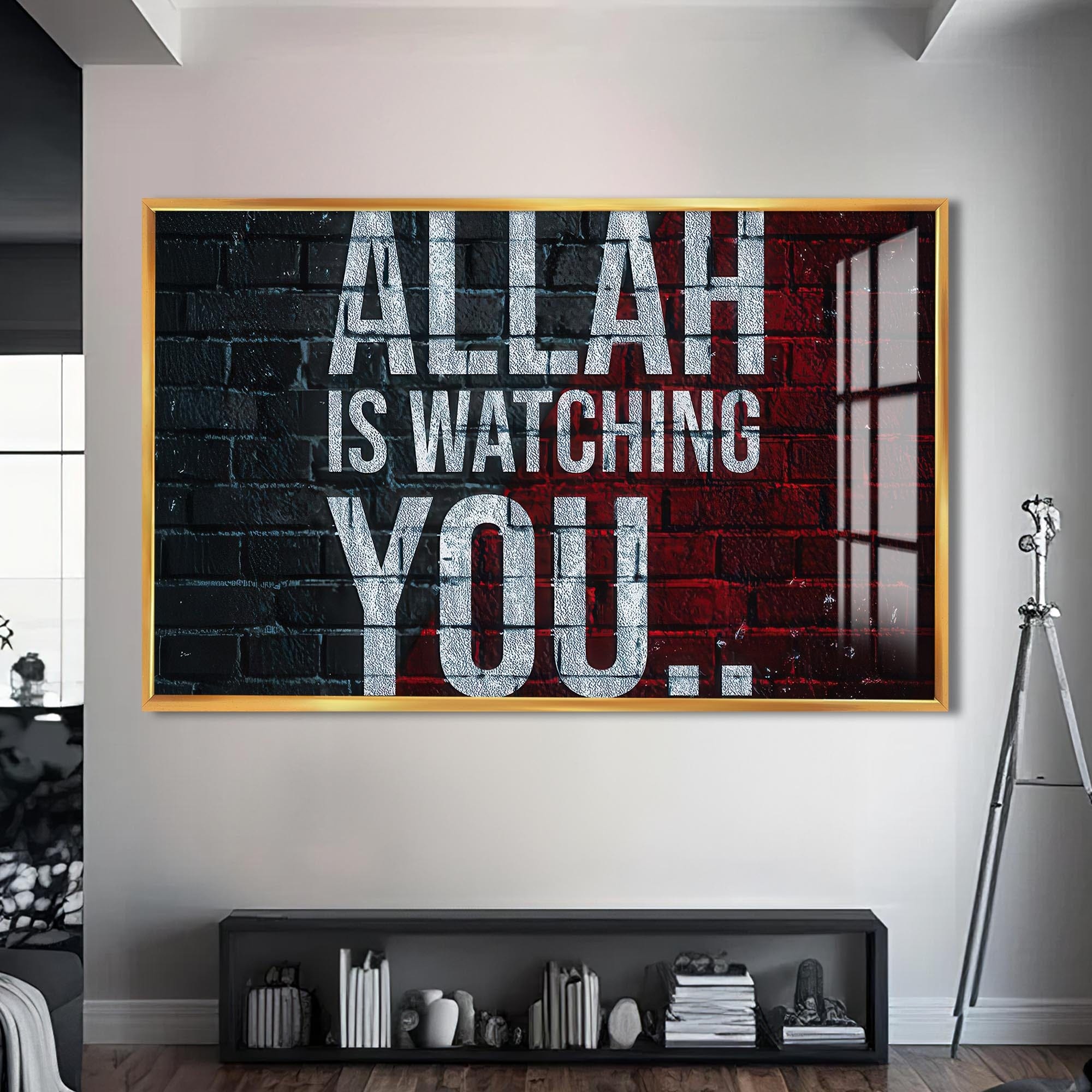 Artronauts Glass Print S | 72x46 cm | 28.3"x18.1" / Gold Under His Sight- Islamic Tempered Glass Wall Art