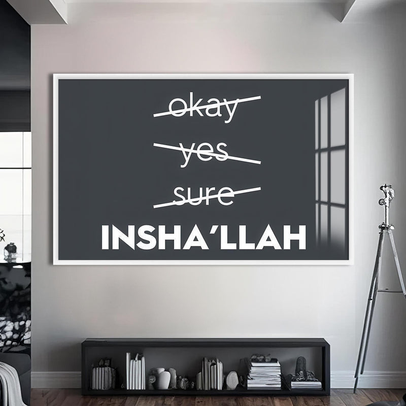 Artronauts Glass Print S | 72x46 cm | 28.3"x18.1" / White Faith Over Fear- Islamic Tempered Glass Wall Art