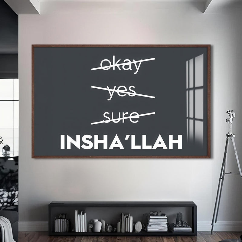 Artronauts Glass Print S | 72x46 cm | 28.3"x18.1" / Walnut Faith Over Fear- Islamic Tempered Glass Wall Art