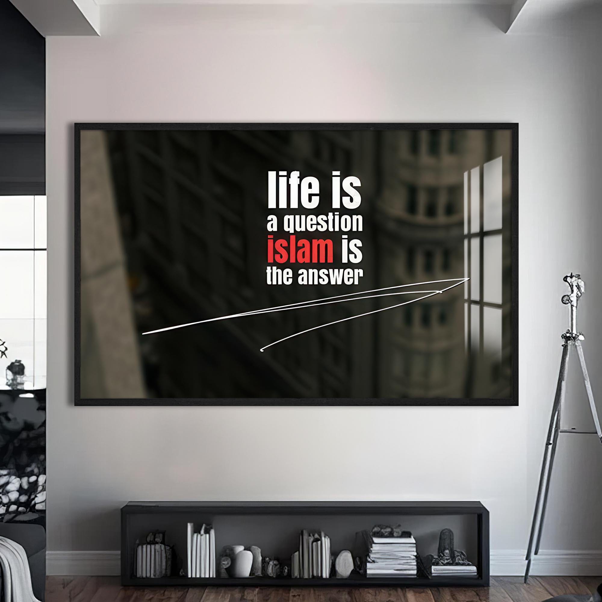 Artronauts Glass Print S | 72x46 cm | 28.3"x18.1" / Black Faith Speaks- Islamic Tempered Glass Wall Art